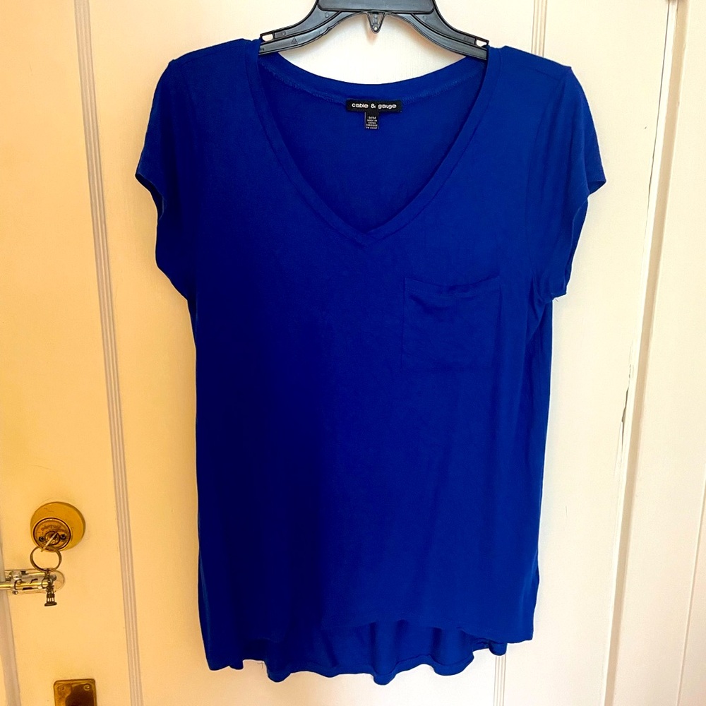 Cobalt Blue Short Sleeve Vneck Top